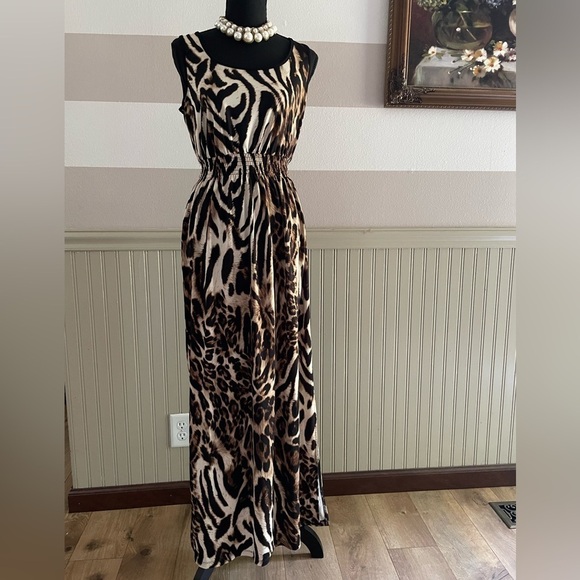 AB Studio Dresses & Skirts - Animal Print AB Studio Brown and Black Scoop Neck Sundress